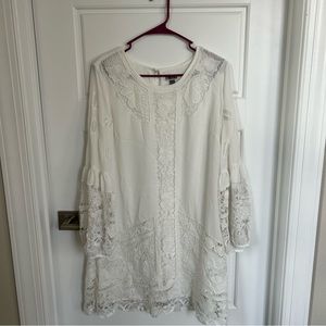 Chelsea 28 Long Sleeve Short White Dress- Beautiful Fabric and Stitching